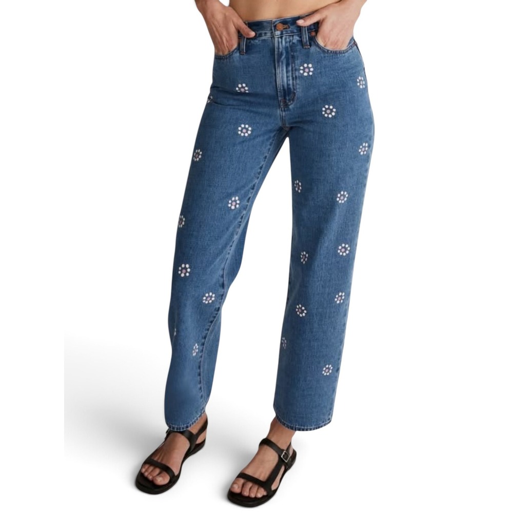 Madewell The Perfect Vintage Wide Leg Crop Jean Women 27 Daisy Stamped Floral